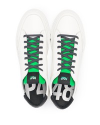 weiße und schwarze Leder niedrige Sneakers von P448