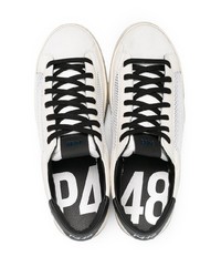 weiße und schwarze Leder niedrige Sneakers von P448