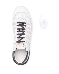 weiße und schwarze Leder niedrige Sneakers von Lanvin