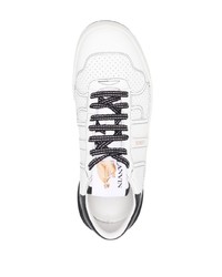 weiße und schwarze Leder niedrige Sneakers von Lanvin