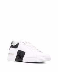 weiße und schwarze Leder niedrige Sneakers von Philipp Plein