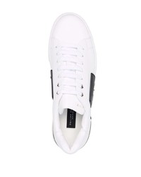 weiße und schwarze Leder niedrige Sneakers von Philipp Plein