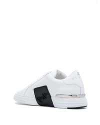 weiße und schwarze Leder niedrige Sneakers von Philipp Plein