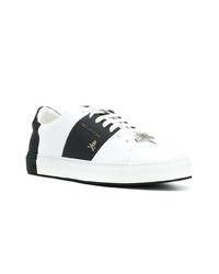 weiße und schwarze Leder niedrige Sneakers von Plein Sport