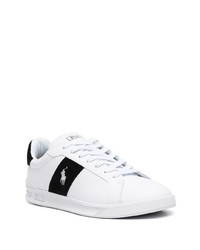 weiße und schwarze Leder niedrige Sneakers von Polo Ralph Lauren