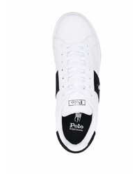 weiße und schwarze Leder niedrige Sneakers von Polo Ralph Lauren