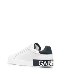 weiße und schwarze Leder niedrige Sneakers von Dolce & Gabbana