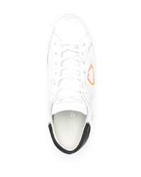 weiße und schwarze Leder niedrige Sneakers von Philippe Model Paris