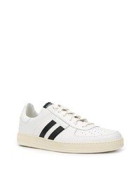 weiße und schwarze Leder niedrige Sneakers von Tom Ford