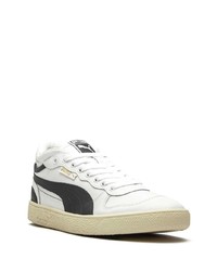 weiße und schwarze Leder niedrige Sneakers von Puma