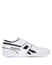 weiße und schwarze Leder niedrige Sneakers von Reebok