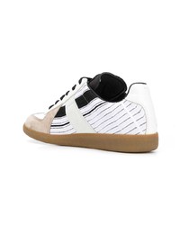 weiße und schwarze Leder niedrige Sneakers von Maison Margiela