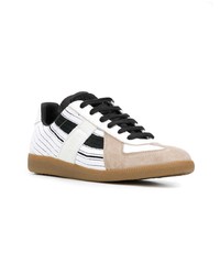 weiße und schwarze Leder niedrige Sneakers von Maison Margiela