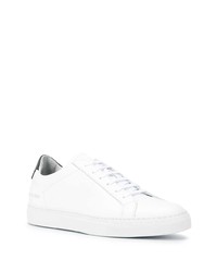 weiße und schwarze Leder niedrige Sneakers von Common Projects