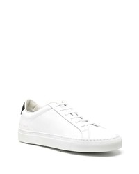 weiße und schwarze Leder niedrige Sneakers von Common Projects