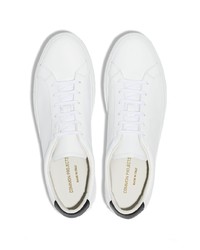 weiße und schwarze Leder niedrige Sneakers von Common Projects