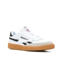 weiße und schwarze Leder niedrige Sneakers von Reebok