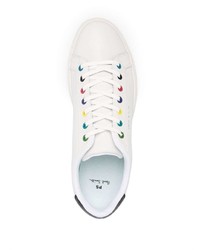 weiße und schwarze Leder niedrige Sneakers von PS Paul Smith