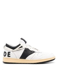 weiße und schwarze Leder niedrige Sneakers von Rhude