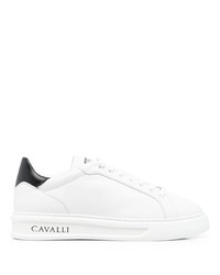 weiße und schwarze Leder niedrige Sneakers von Roberto Cavalli