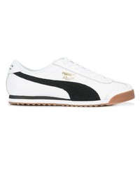 weiße und schwarze Leder niedrige Sneakers von Puma