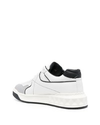 weiße und schwarze Leder niedrige Sneakers von Valentino Garavani