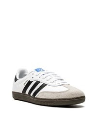 weiße und schwarze Leder niedrige Sneakers von adidas