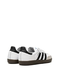 weiße und schwarze Leder niedrige Sneakers von adidas