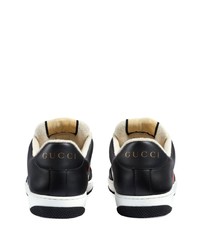 weiße und schwarze Leder niedrige Sneakers von Gucci