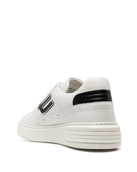 weiße und schwarze Leder niedrige Sneakers von Bally