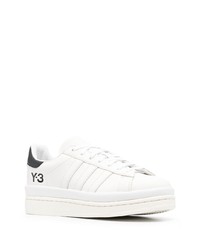 weiße und schwarze Leder niedrige Sneakers von Y-3