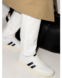 weiße und schwarze Leder niedrige Sneakers von Tom Ford