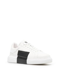 weiße und schwarze Leder niedrige Sneakers von John Richmond