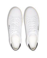 weiße und schwarze Leder niedrige Sneakers von Saint Laurent