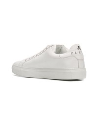 weiße und schwarze Leder niedrige Sneakers von Philipp Plein