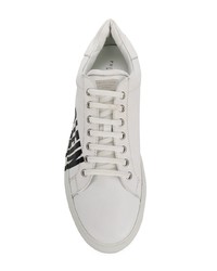 weiße und schwarze Leder niedrige Sneakers von Philipp Plein