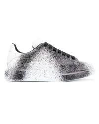 weiße und schwarze Leder niedrige Sneakers von Alexander McQueen