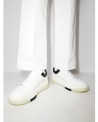 weiße und schwarze Leder niedrige Sneakers von Amiri