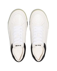 weiße und schwarze Leder niedrige Sneakers von Amiri