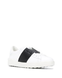 weiße und schwarze Leder niedrige Sneakers von Valentino Garavani