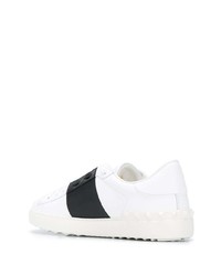 weiße und schwarze Leder niedrige Sneakers von Valentino Garavani