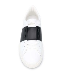 weiße und schwarze Leder niedrige Sneakers von Valentino Garavani