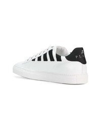 weiße und schwarze Leder niedrige Sneakers von Philipp Plein