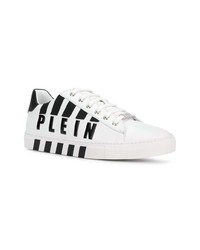 weiße und schwarze Leder niedrige Sneakers von Philipp Plein