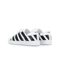 weiße und schwarze Leder niedrige Sneakers von Off-White