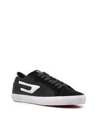 weiße und schwarze Leder niedrige Sneakers von Diesel