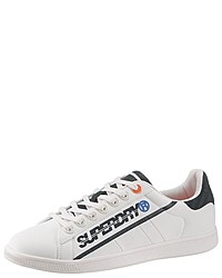 weiße und schwarze Leder niedrige Sneakers von Superdry