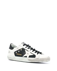 weiße und schwarze Leder niedrige Sneakers von Golden Goose