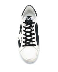 weiße und schwarze Leder niedrige Sneakers von Golden Goose