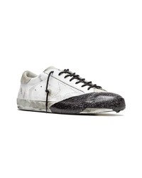 weiße und schwarze Leder niedrige Sneakers von Golden Goose